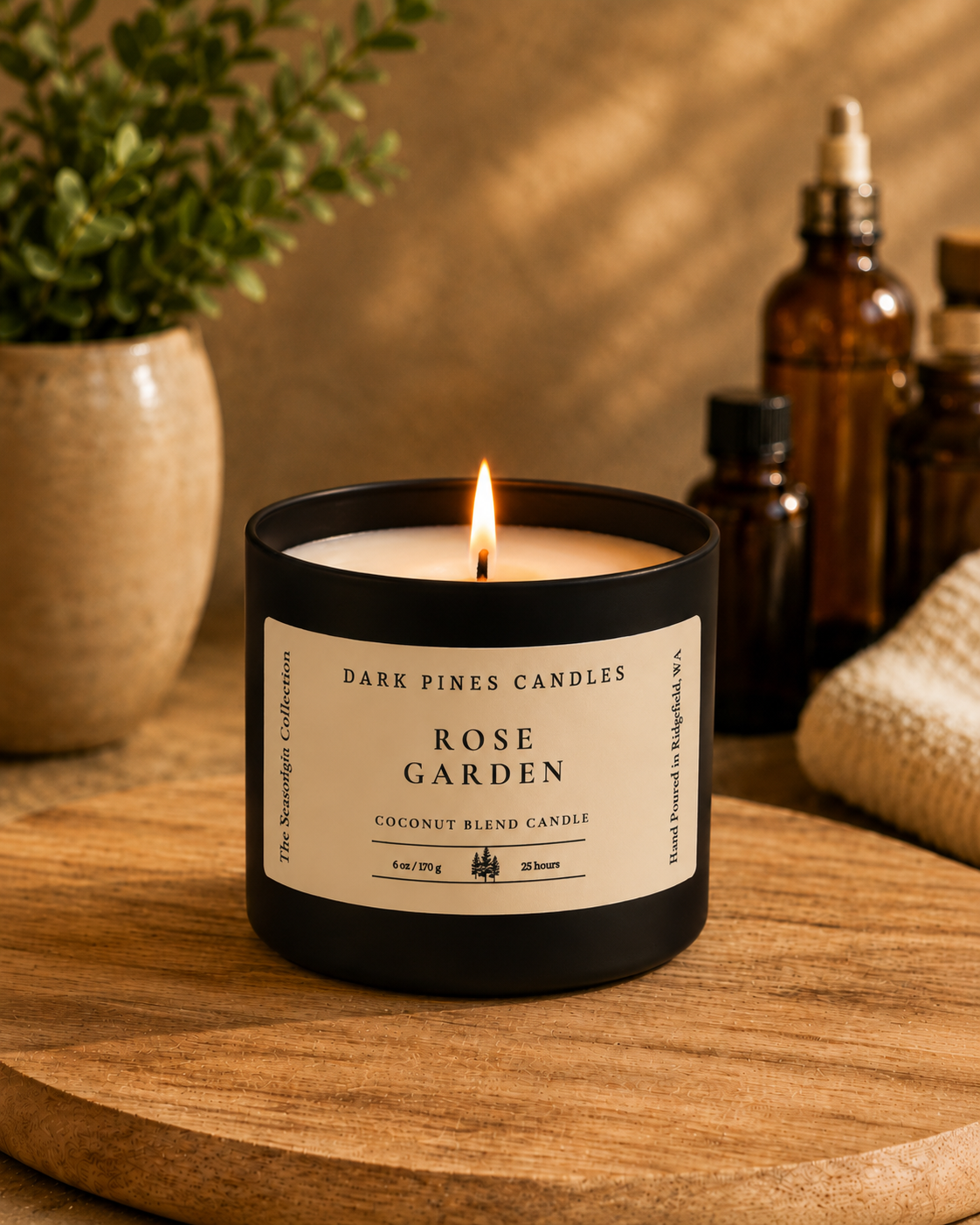 Rose Garden 6oz Scented Candle Matte Black Tin