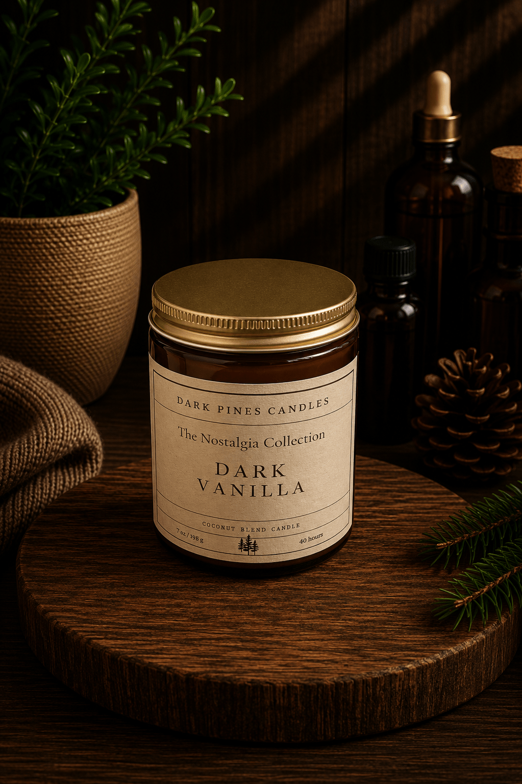 Dark Vanilla 7 oz Scented Candle - Dark Pines Candles