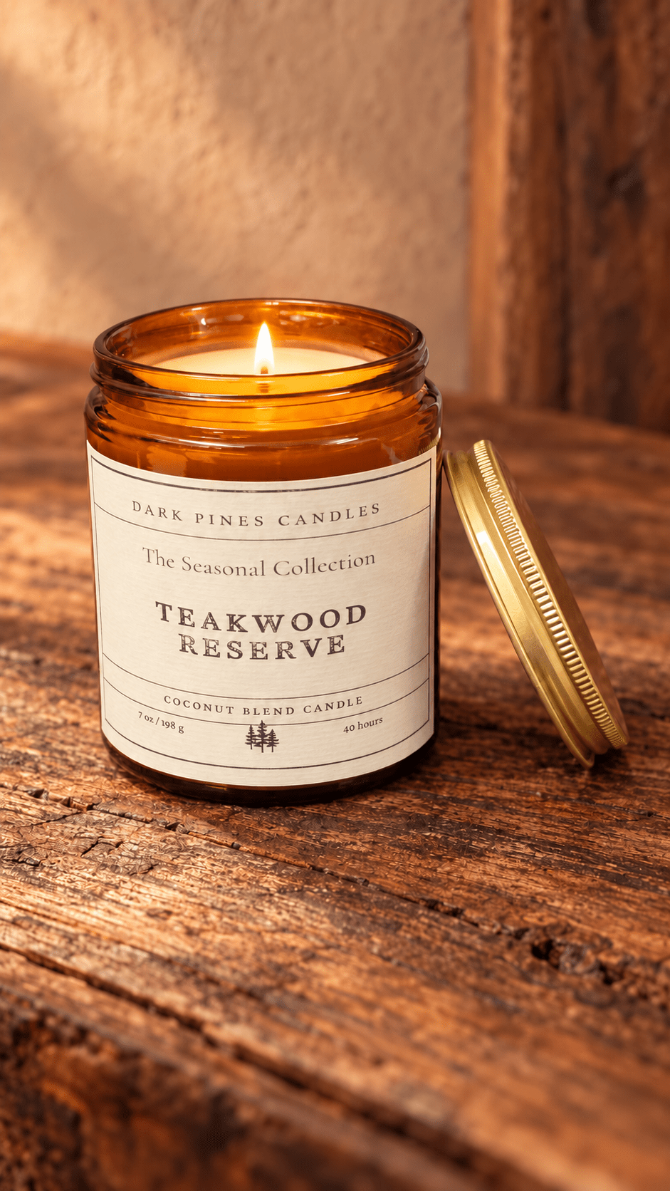 Teakwood Reserve 7 oz Scented Candle - Dark Pines Candles