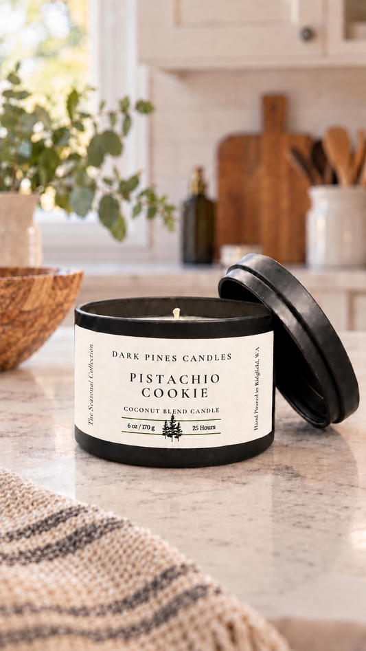 Pistachio Coookie 6 oz Scented Candle Tin Matte Black