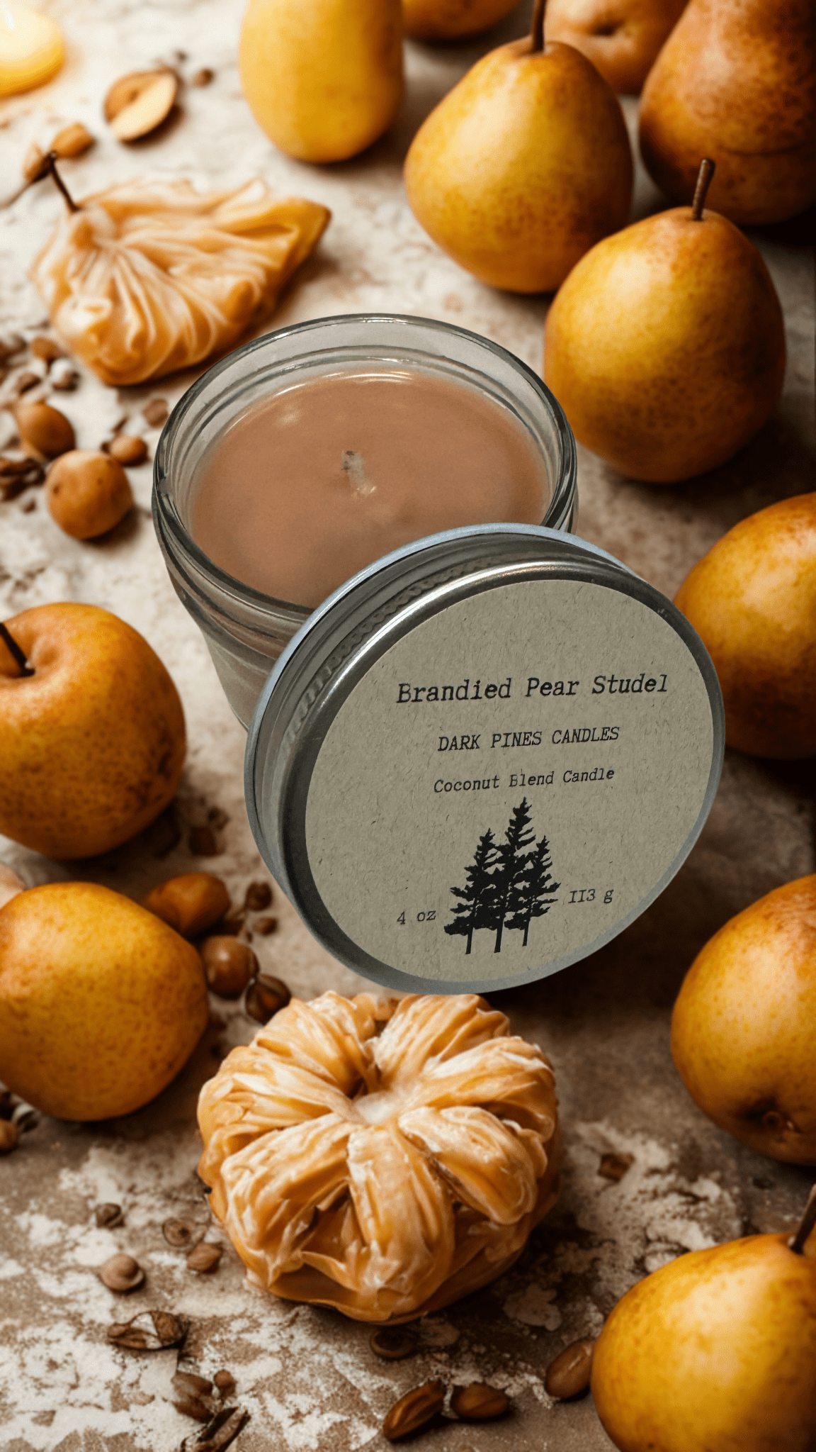 Brandied Pear Strudel - Dark Pines Candles
