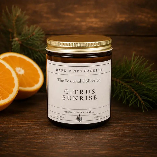 Citrus Sunrise scented 7 oz. Scented Candle - Dark Pines Candles
