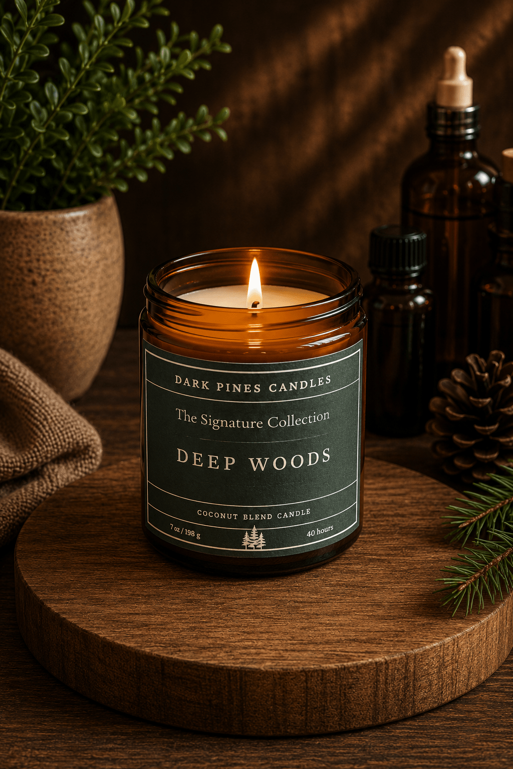 Deep Woods 7 oz Scented Candle - Dark Pines Candles