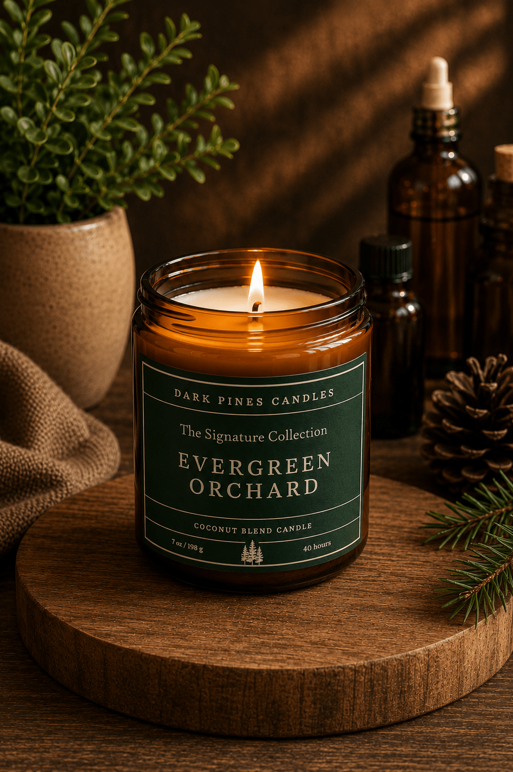 Evergreen Orchard 7 oz Scented Candle - Dark Pines Candles