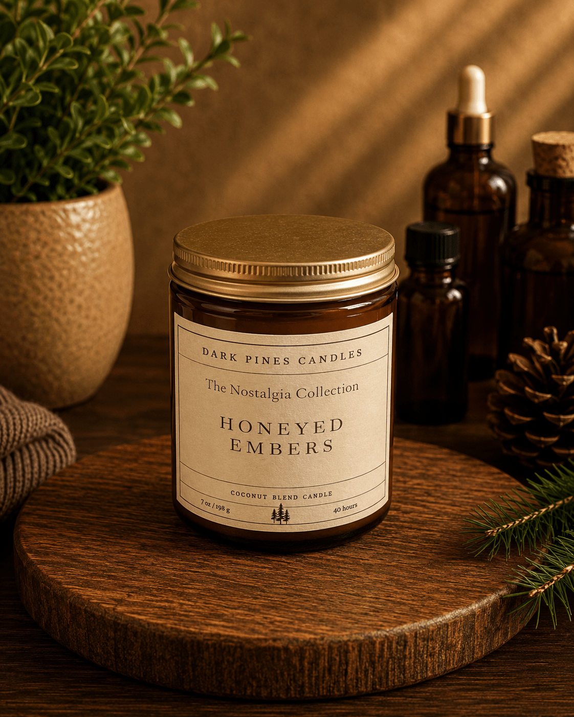 Honeyed Embers 7 oz Scented Candle - Dark Pines Candles