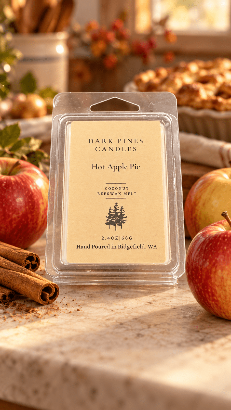 Hot Apple Pie Wax Melt - Dark Pines Candles