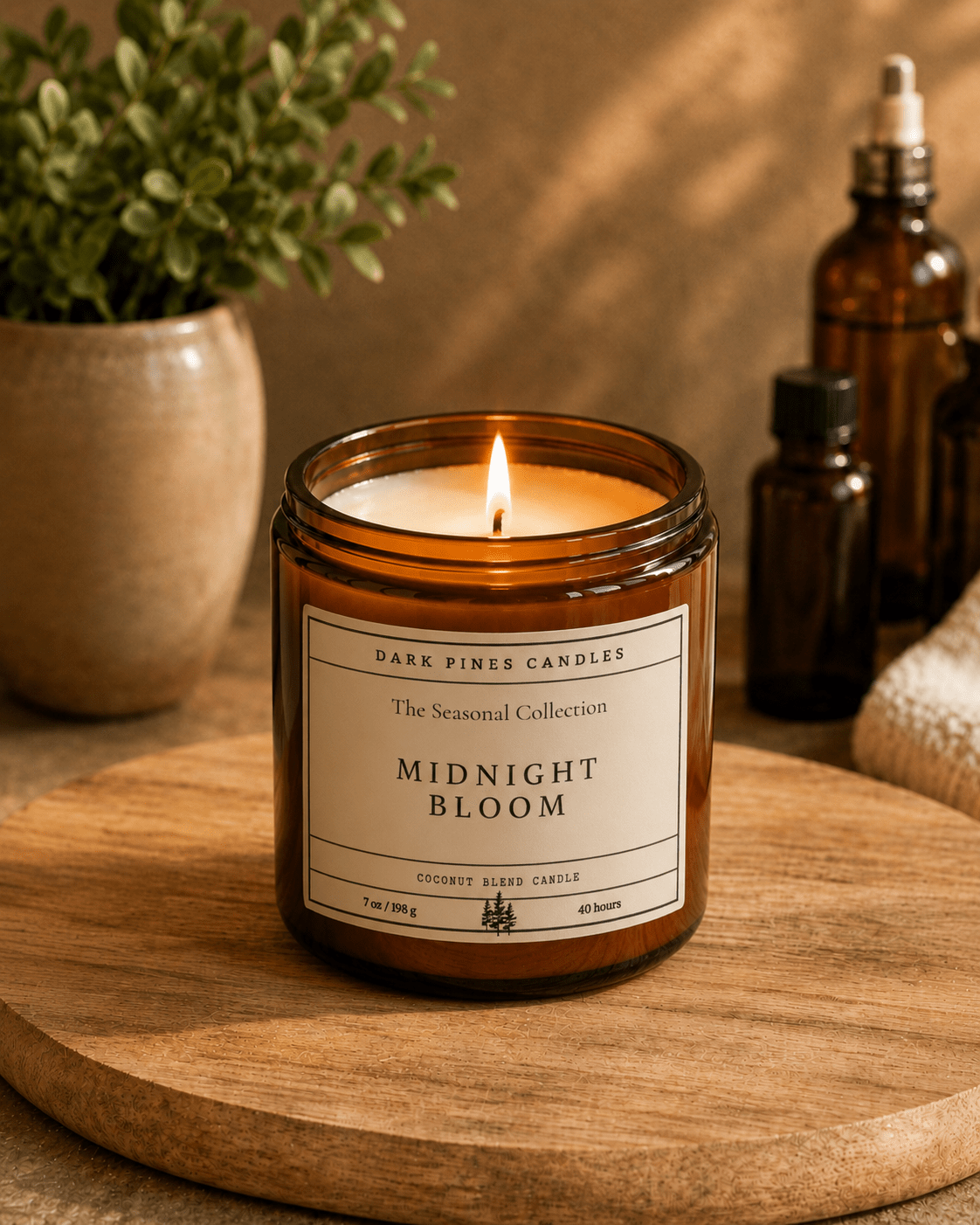 Midnight Bloom 7 oz Scented Candle - Dark Pines Candles