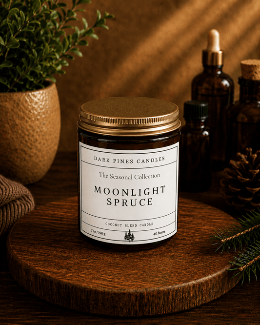 Moonlight Spruce 7 oz Scented Candle - Dark Pines Candles