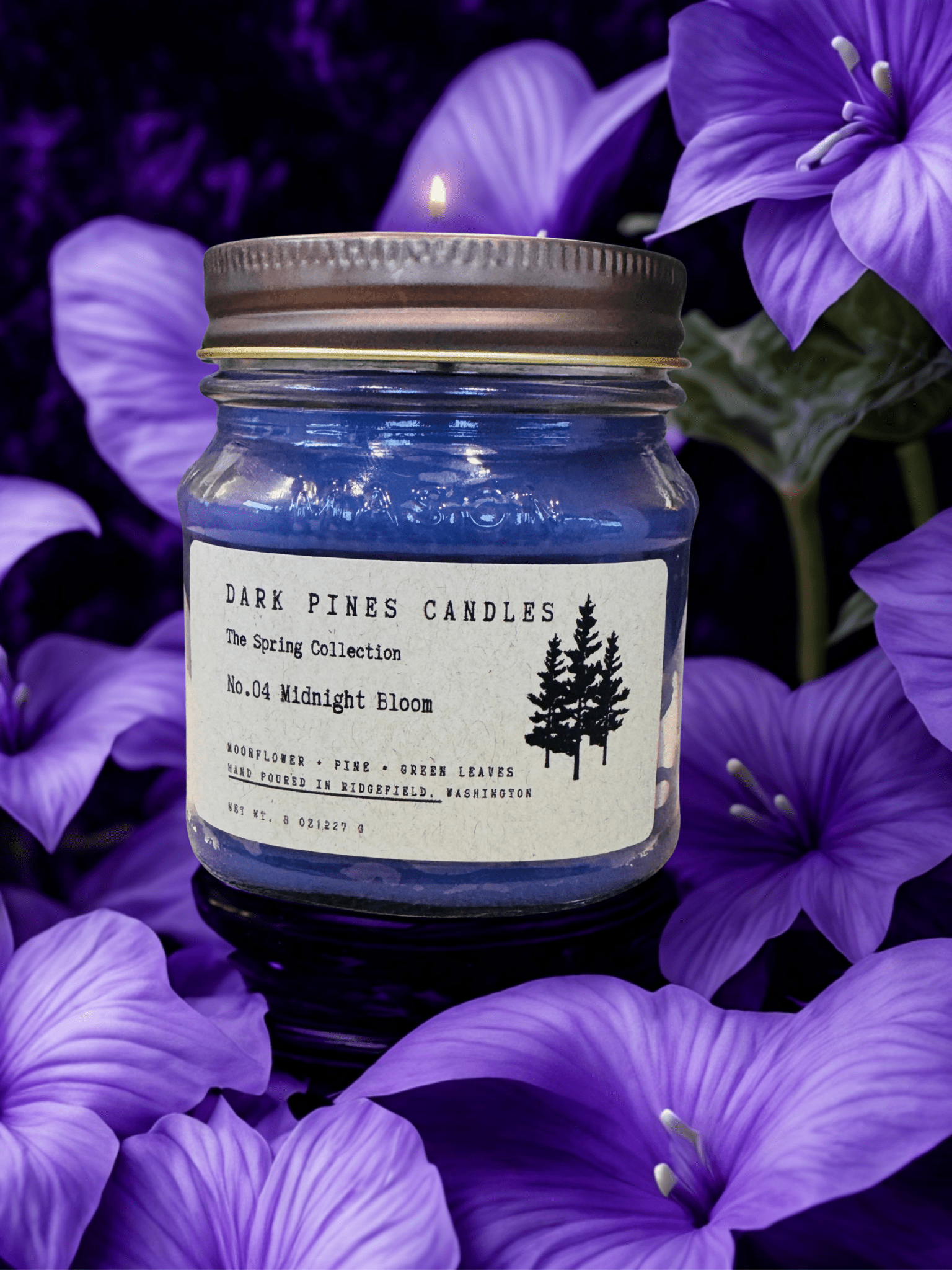 No. 04 Midnight Bloom 8 oz. Scented Candle - Dark Pines Candles