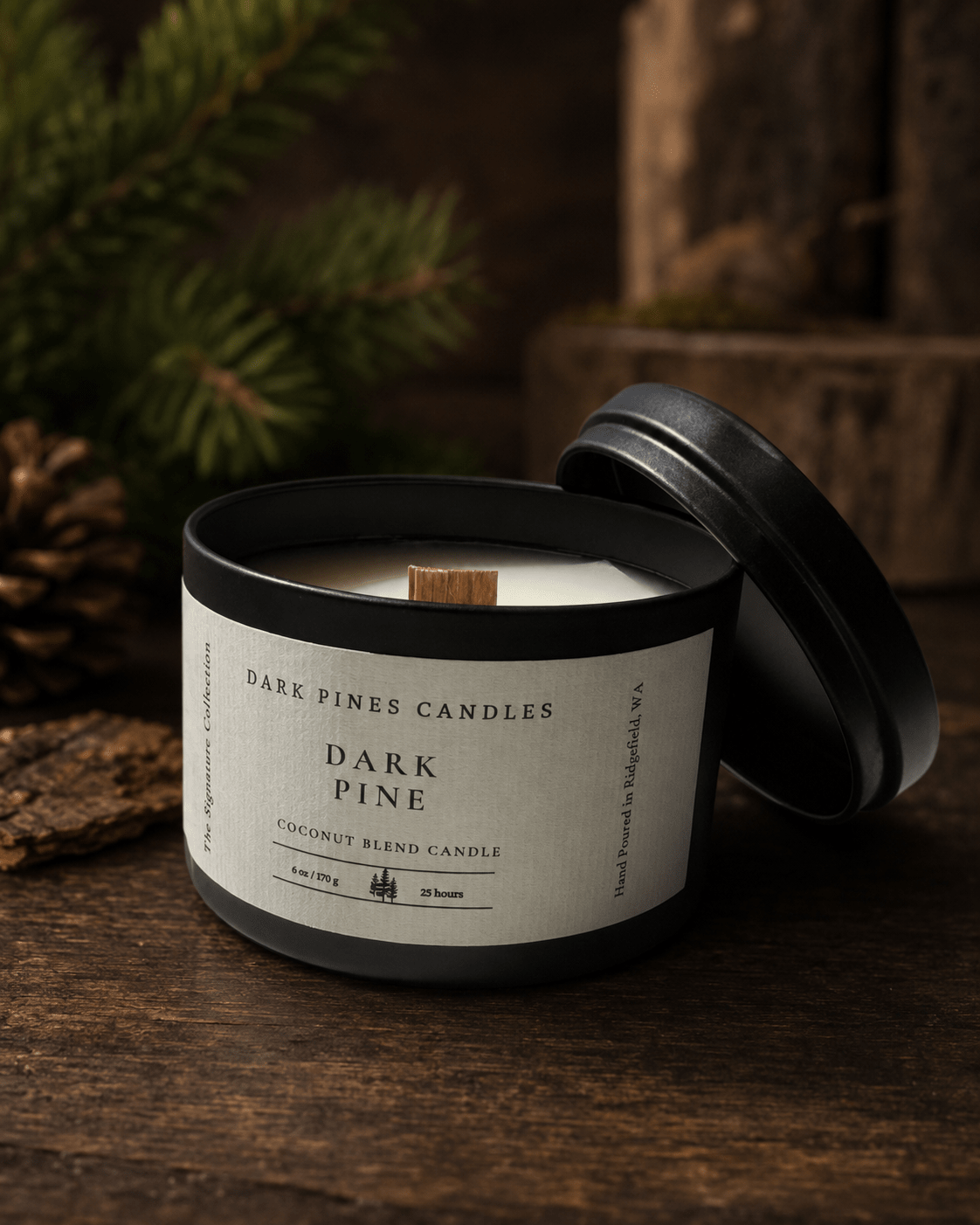 Sweet Mornings scented 6 oz. Scented Candle - Dark Pines Candles