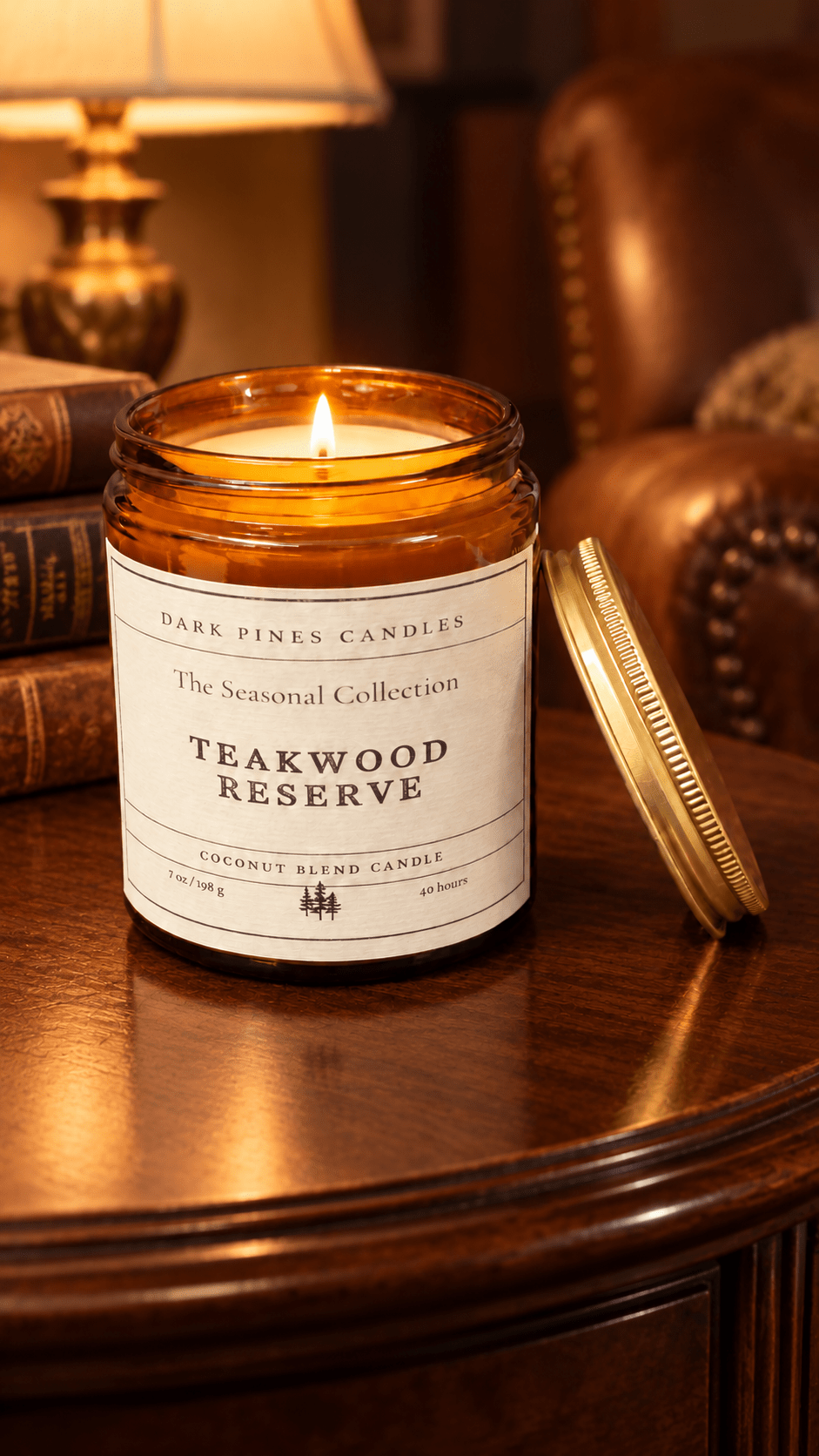 Teakwood Reserve 7 oz Scented Candle - Dark Pines Candles