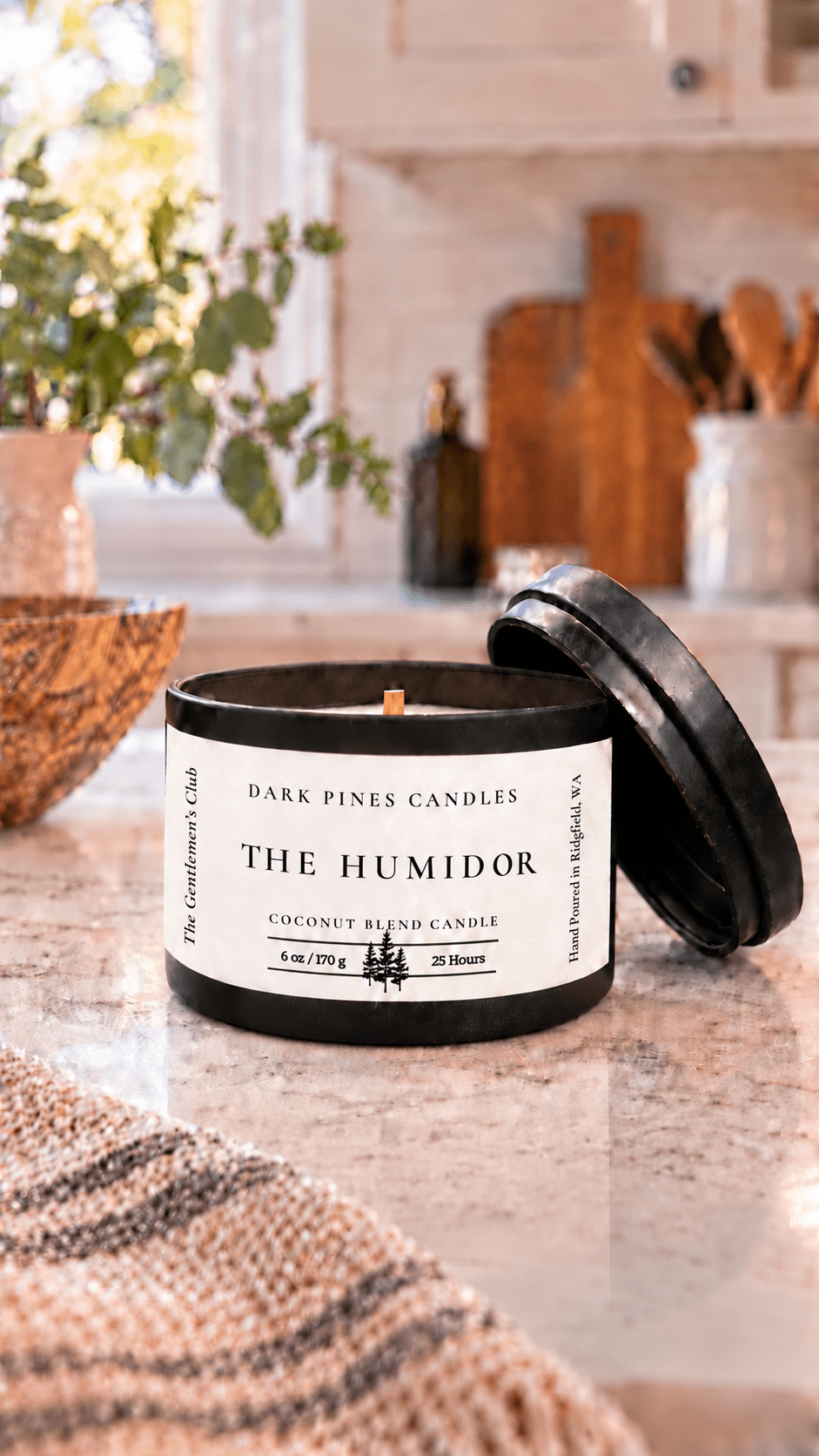 The Humidor 6 oz Scented Candle Tin Matte Black - Dark Pines Candles