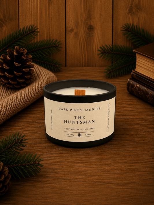 The Huntsman 6 oz Scented Candle Tin Matte Black - Dark Pines Candles